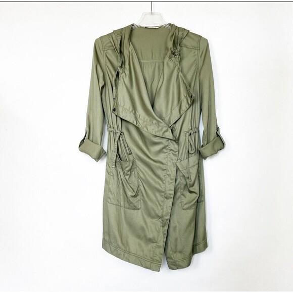 Hollister Size Small Womans Green Utility Parka Jacket Zip Drawsteing Hoodie - Picture 3 of 11